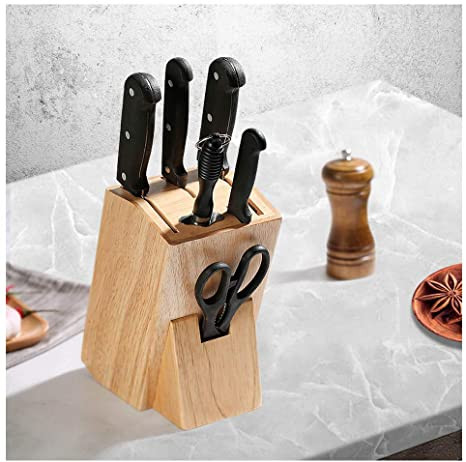 Wood Knife Holder Bamboo Knife Block Stand Knives Storage Shelf Rack Storage